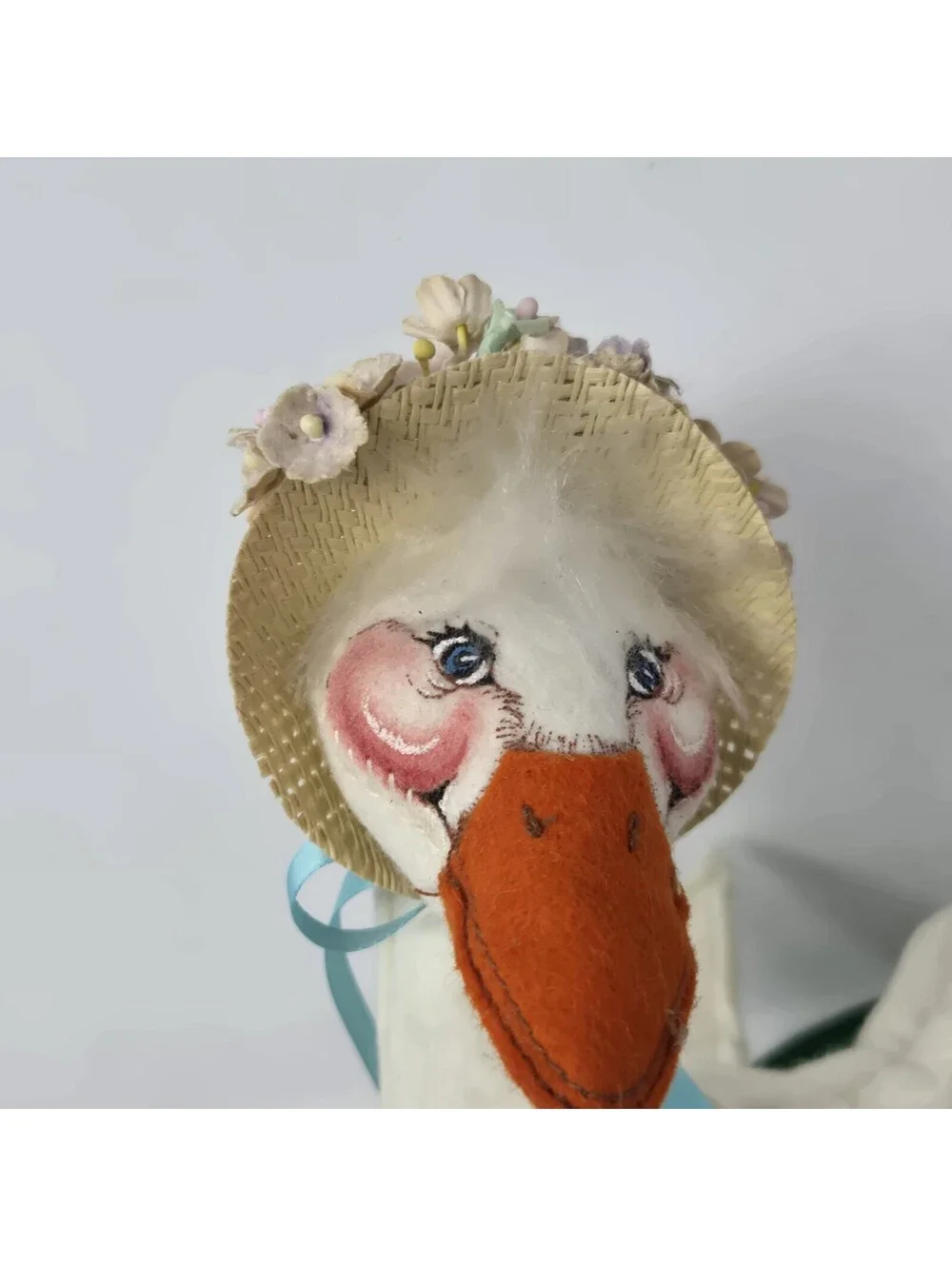 Vintage 1986 Annalee Dolls Easter Parade Goose Duck in Straw Hat Floral